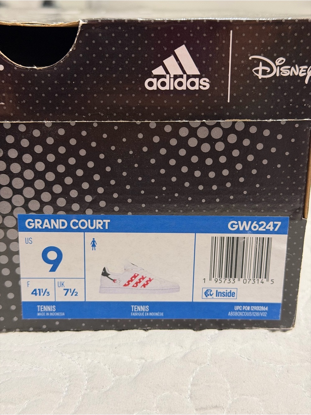 DISNEY X ADIDAS GRAND COURT BASE 'MINNIE MOUSE' STYLE GW6247 NWT, NIB SIZE 9